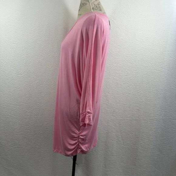 Made by Johnny Women's V-Neck 3/4 Sleeve Dolman Top with Side Shirring XXXL PINK - Picture 5 of 9